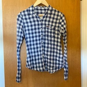 Like New - Hollister Blue & White Checkered Button Down - Size M